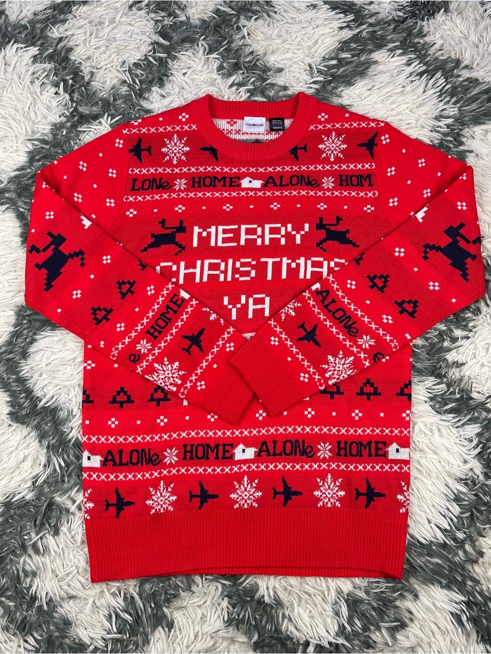 Home Alone Merry Christmas Ya Filthy Animal Ugly Christmas Sweater Knit Size S